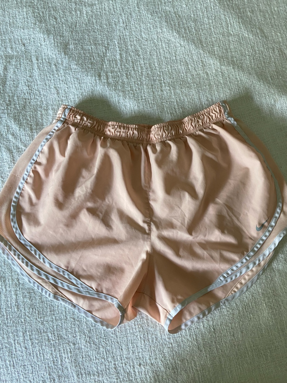 Nike Lined Peach Running Shorts with White Trim Women’s XL